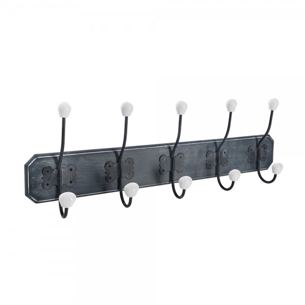 Colgador de madera con 5 perchas 60 x 20 cm